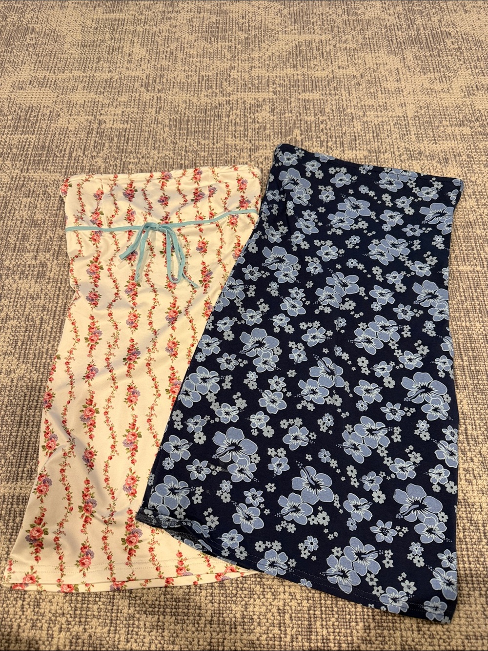 Edikted Navy Floral Tube Skirt and Cream Floral Tube Skirt